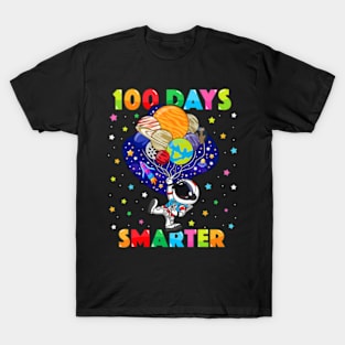 100 Days Smarter 100th Day of School Astronaut Space T-Shirt